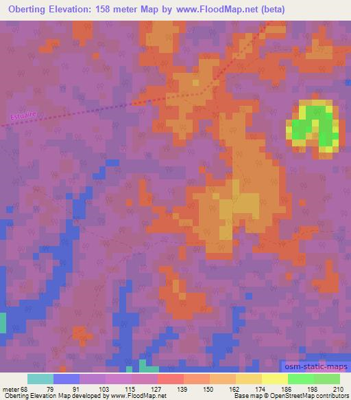 Oberting,Gabon Elevation Map