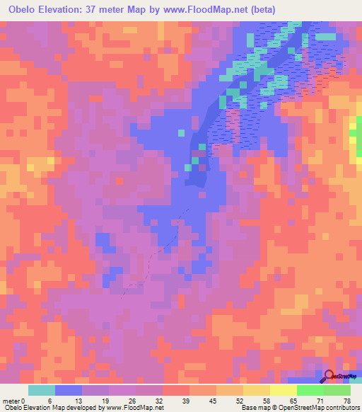 Obelo,Gabon Elevation Map