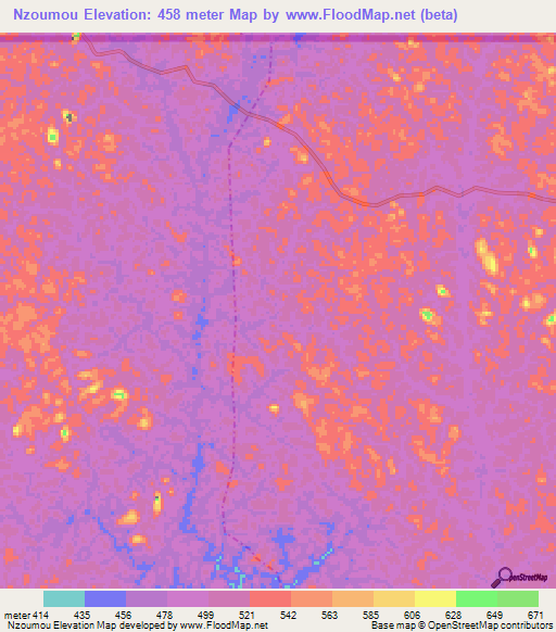 Nzoumou,Gabon Elevation Map