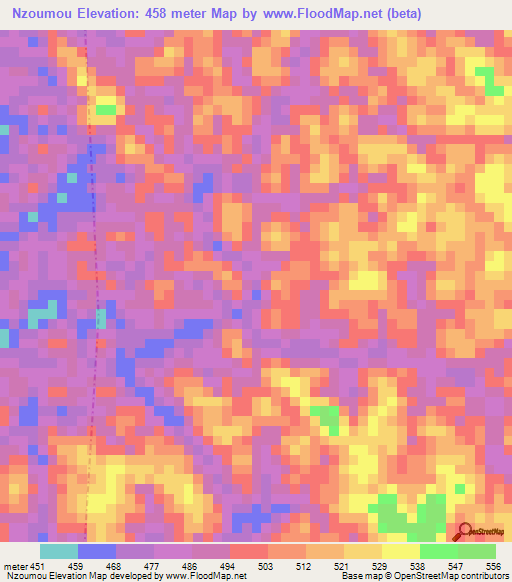 Nzoumou,Gabon Elevation Map