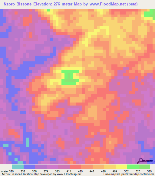 Nzoro Bissone,Gabon Elevation Map