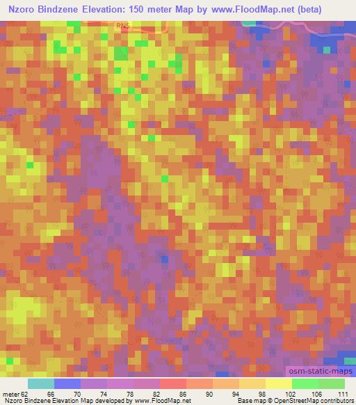 Nzoro Bindzene,Gabon Elevation Map