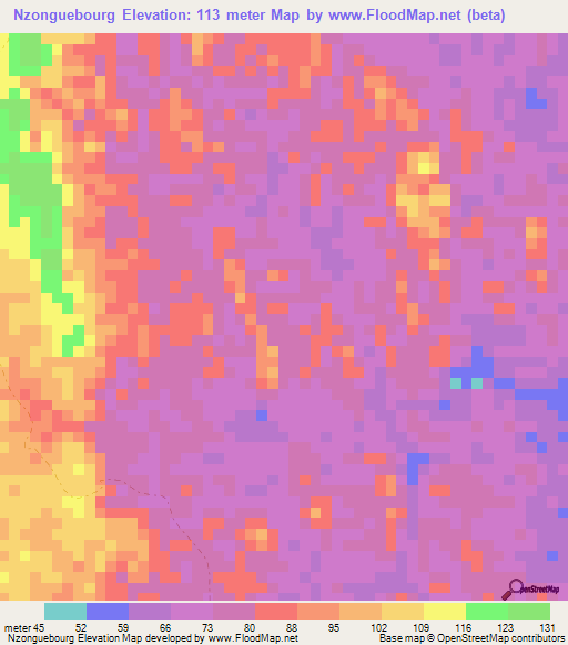 Nzonguebourg,Gabon Elevation Map