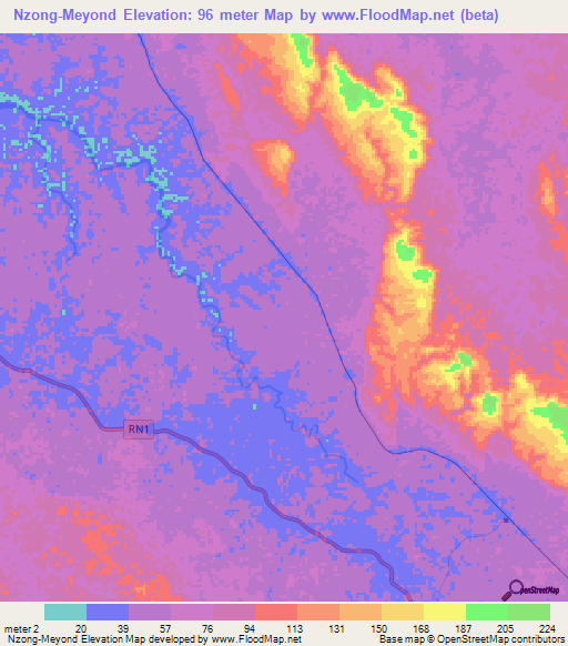 Nzong-Meyond,Gabon Elevation Map