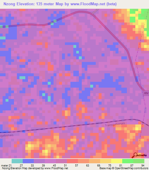 Nzong,Gabon Elevation Map