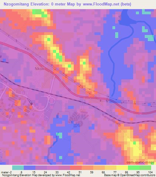 Nzogomitang,Gabon Elevation Map