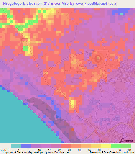 Nzogobeyork,Gabon Elevation Map