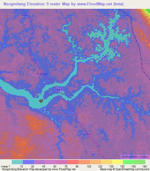 Nzogmitang,Gabon Elevation Map