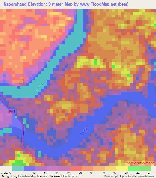 Nzogmitang,Gabon Elevation Map