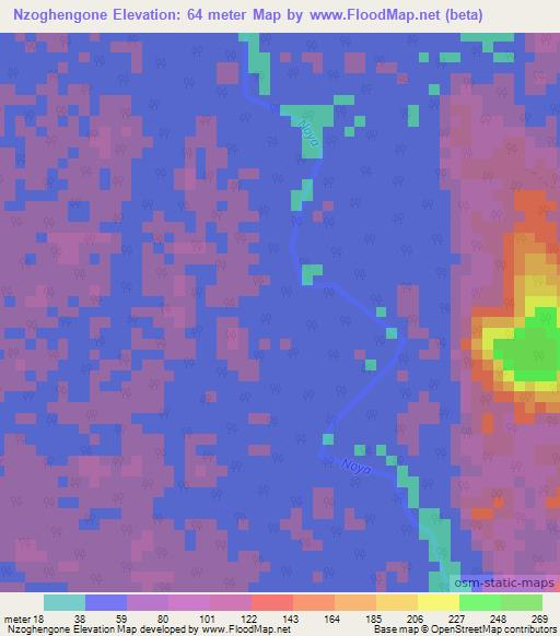 Nzoghengone,Gabon Elevation Map