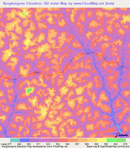 Nzoghengone,Gabon Elevation Map