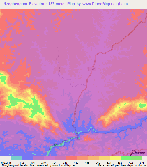 Nzoghengom,Gabon Elevation Map