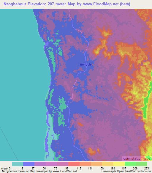 Nzoghebour,Gabon Elevation Map