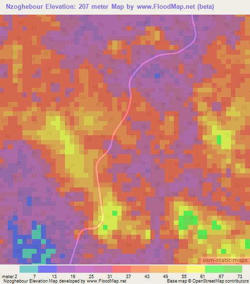Nzoghebour,Gabon Elevation Map