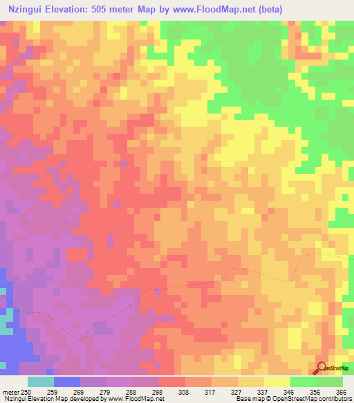 Nzingui,Gabon Elevation Map