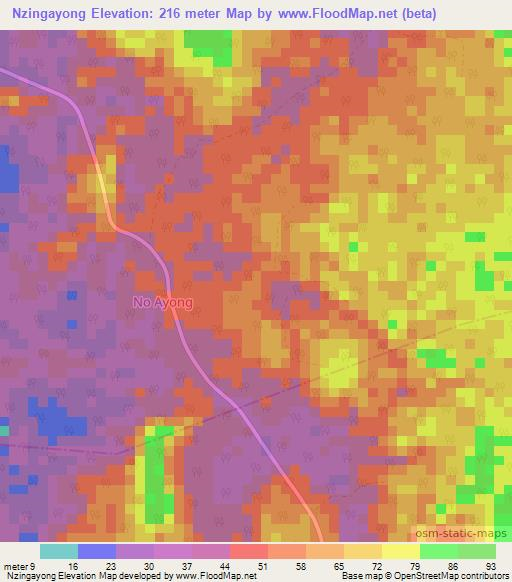 Nzingayong,Gabon Elevation Map