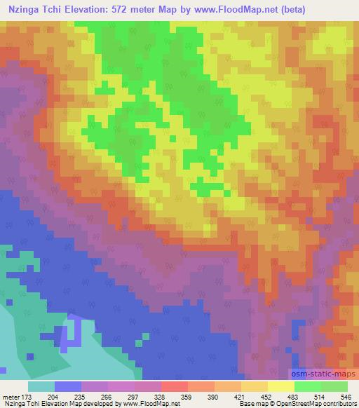 Nzinga Tchi,Gabon Elevation Map