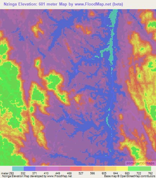 Nzinga,Gabon Elevation Map