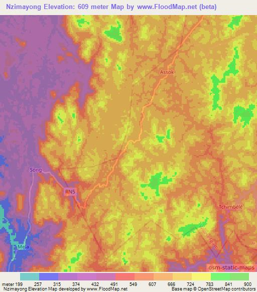 Nzimayong,Gabon Elevation Map