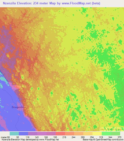 Nzenzila,Gabon Elevation Map