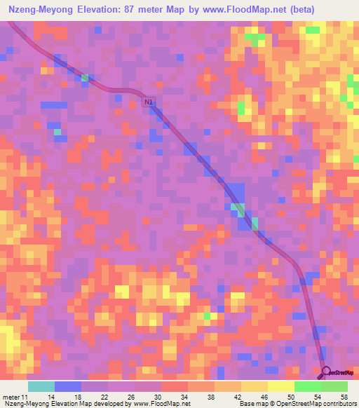 Nzeng-Meyong,Gabon Elevation Map