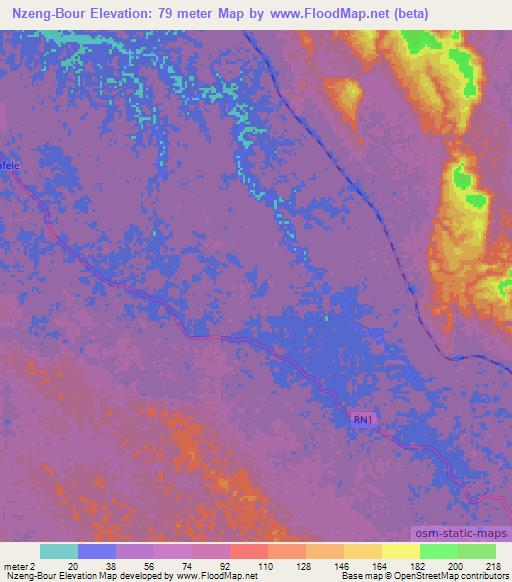 Nzeng-Bour,Gabon Elevation Map