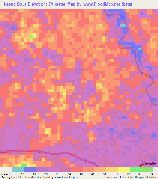 Nzeng-Bour,Gabon Elevation Map