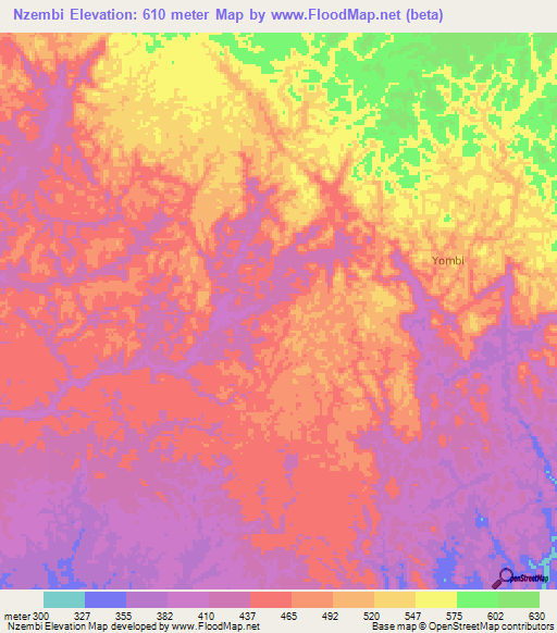 Nzembi,Gabon Elevation Map
