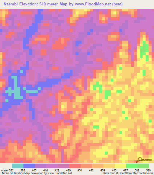 Nzembi,Gabon Elevation Map