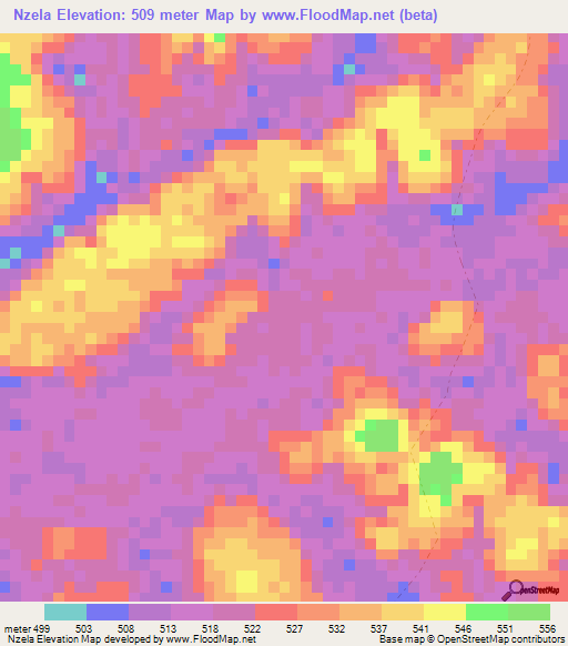 Nzela,Gabon Elevation Map