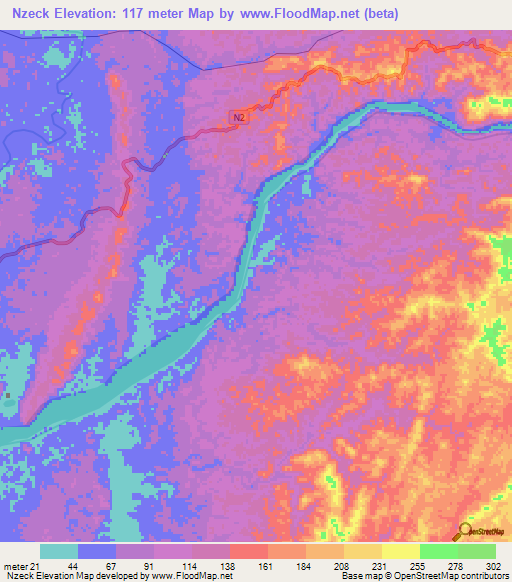 Nzeck,Gabon Elevation Map