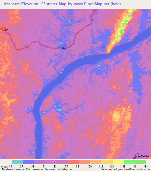Nzeberre,Gabon Elevation Map