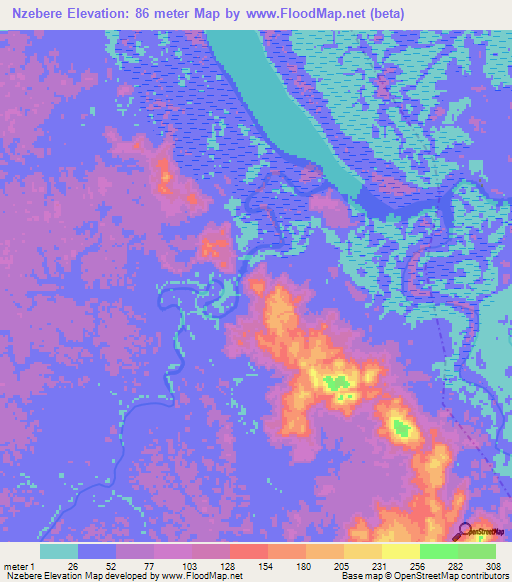Nzebere,Gabon Elevation Map