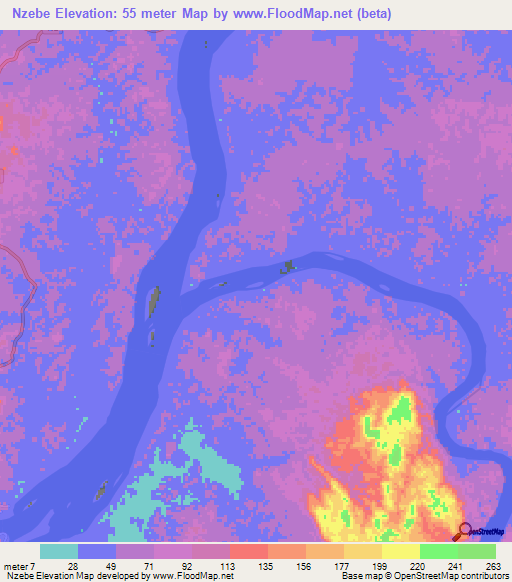 Nzebe,Gabon Elevation Map