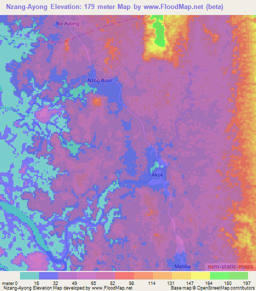 Nzang-Ayong,Gabon Elevation Map