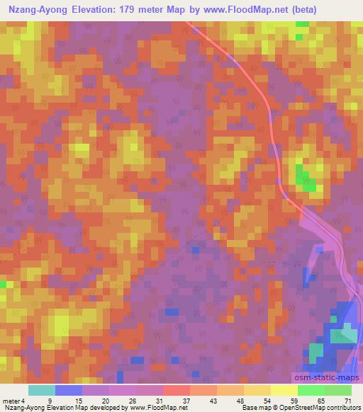 Nzang-Ayong,Gabon Elevation Map