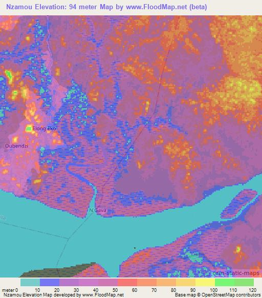 Nzamou,Gabon Elevation Map