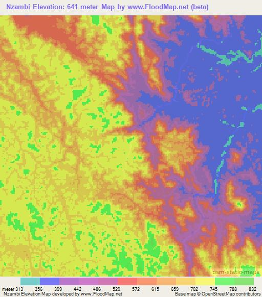 Nzambi,Gabon Elevation Map