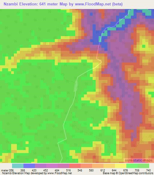 Nzambi,Gabon Elevation Map