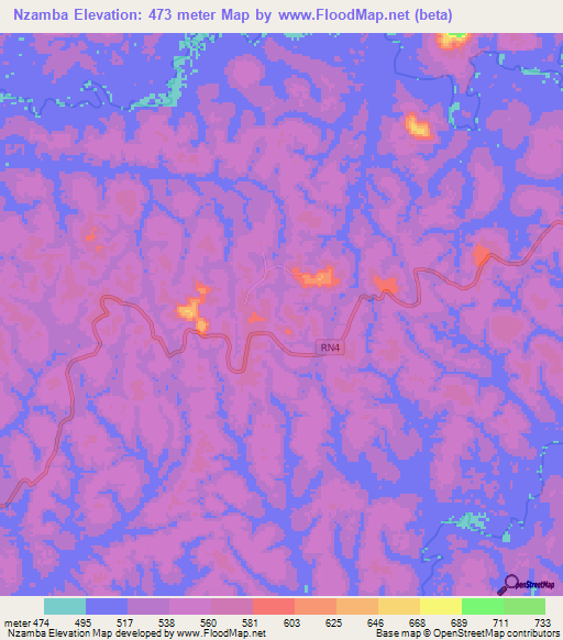 Nzamba,Gabon Elevation Map