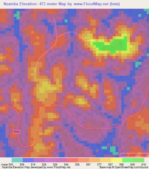 Nzamba,Gabon Elevation Map