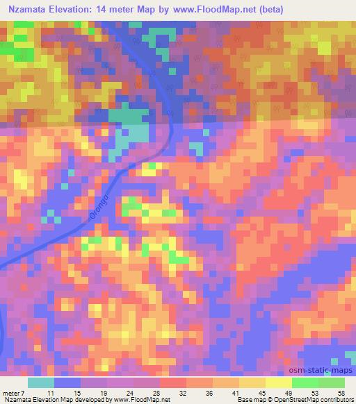 Nzamata,Gabon Elevation Map