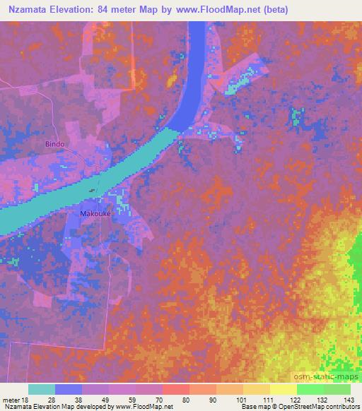 Nzamata,Gabon Elevation Map