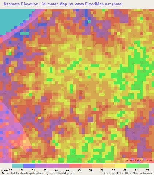 Nzamata,Gabon Elevation Map