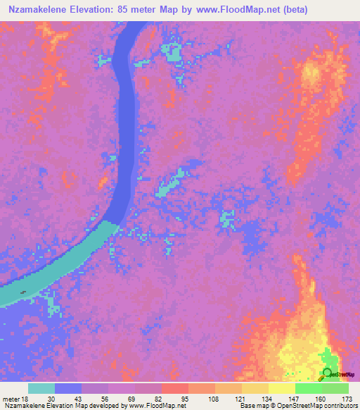 Nzamakelene,Gabon Elevation Map