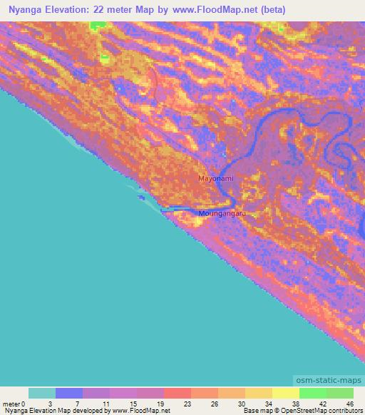 Nyanga,Gabon Elevation Map
