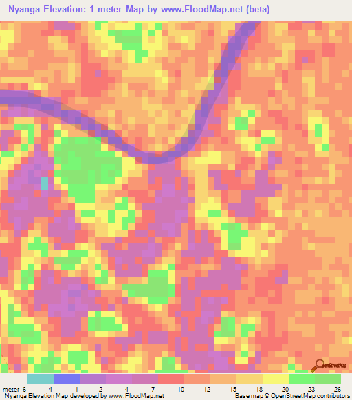 Nyanga,Gabon Elevation Map