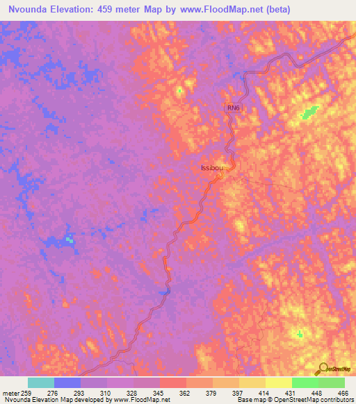 Nvounda,Gabon Elevation Map