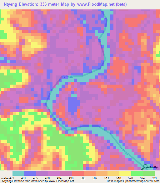 Ntyeng,Gabon Elevation Map