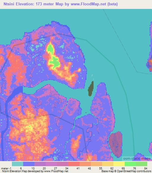 Ntsini,Gabon Elevation Map